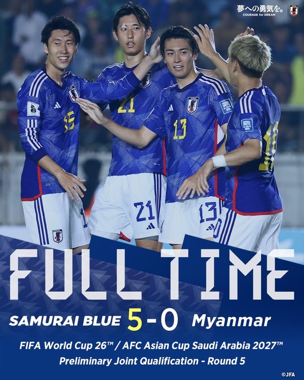 Samurai Blue wins 5-0 against Myanmar < Asia < NEWS < 기사본문
