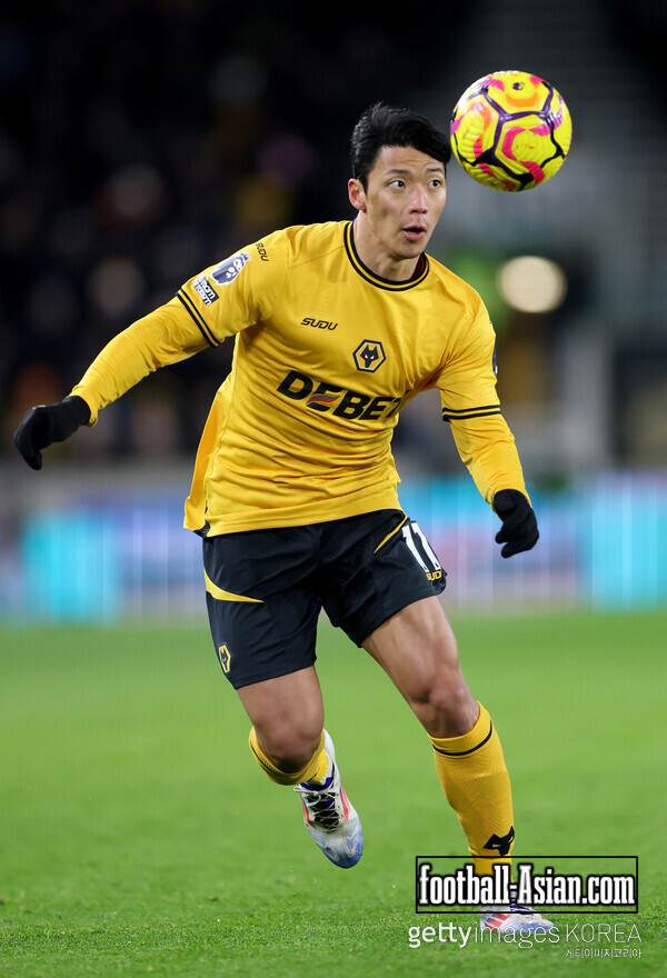 Hwang Hee-Chan of Wolverhampton Wanderers during the Premier League match between Wolverhampton Wanderers FC and Ipswich Town FC at Molineux on December 14, 2024 in Wolverhampton, England. (Photo by Carl Recine/Getty Images)