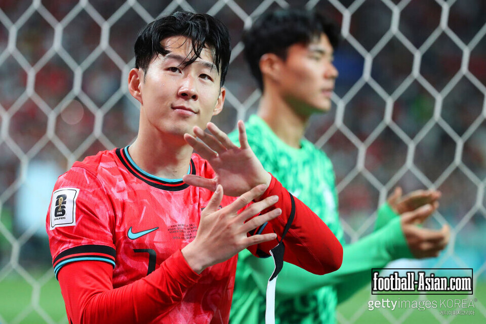 SEOUL, SOUTH KOREA - JUNE 11: Son Heung-min of South Korea applauds fans after the team's 1-0 victory in the FIFA World Cup Asian second qualifier Group C match between South Korea and China at Seoul World Cup Stadium on June 11, 2024 in Seoul, South Korea. (Photo by Chung Sung-Jun/Getty Images)