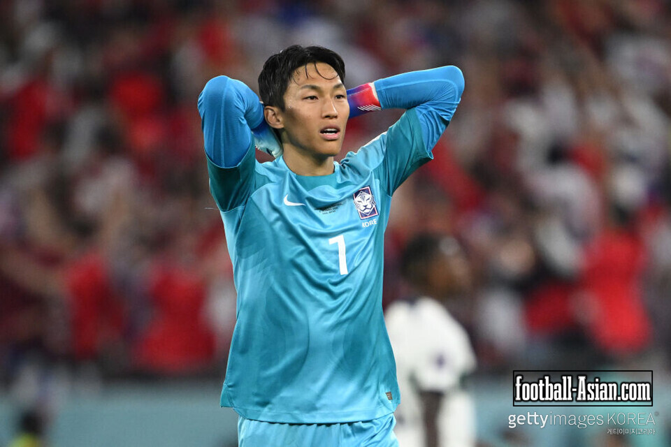 AL RAYYAN, QATAR - DECEMBER 02: Seunggyu Kim of Korea Republic celebrates after the team's qualification to the knockout stages during the FIFA World Cup Qatar 2022 Group H match between Korea Republic and Portugal at Education City Stadium on December 02, 2022 in Al Rayyan, Qatar. (Photo by Stuart Franklin/Getty Images)