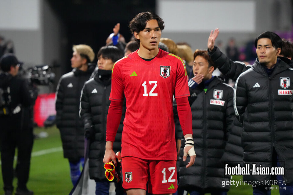 KAMEOKA, JAPAN - MARCH 22: Taishi Brandon Nozawa of Japan looks on during the U-23 international friendly between Japan and Mali at Sanga Stadium by Kyocera on March 22, 2024 in Kameoka, Kyoto, Japan. (Photo by Koji Watanabe/Getty Images) (Photo by Koji Watanabe/Getty Images)