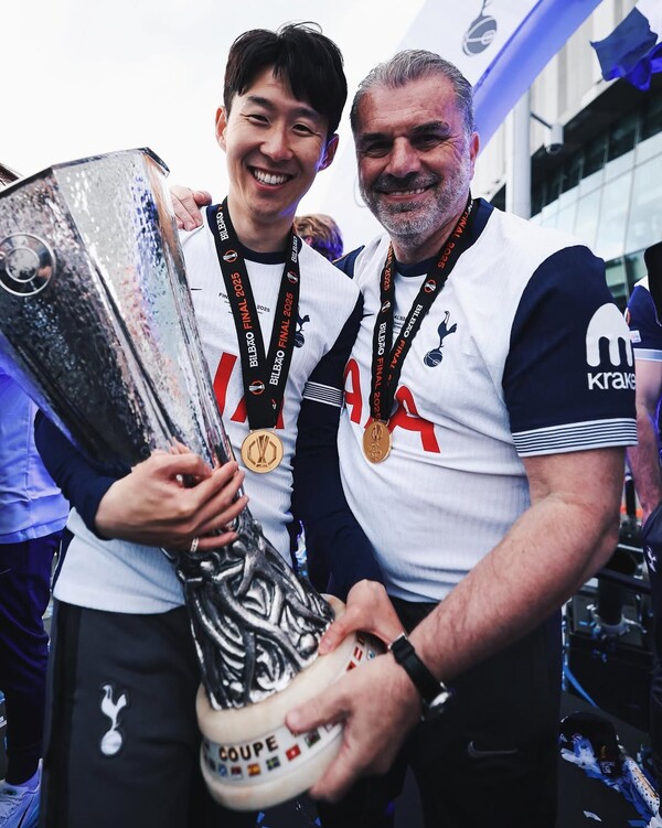 Son heung min and Ange Postecoglou 