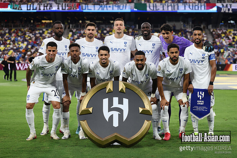 NASHVILLE, TENNESSEE - JUNE 26: Players of Al Hilal pose for a team photograph prior to the FIFA Club World Cup 2025 group H match between Al Hilal and CF Pachuca at GEODIS Park on June 26, 2025 in Nashville, Tennessee. (Photo by Richard Pelham/Getty Images)