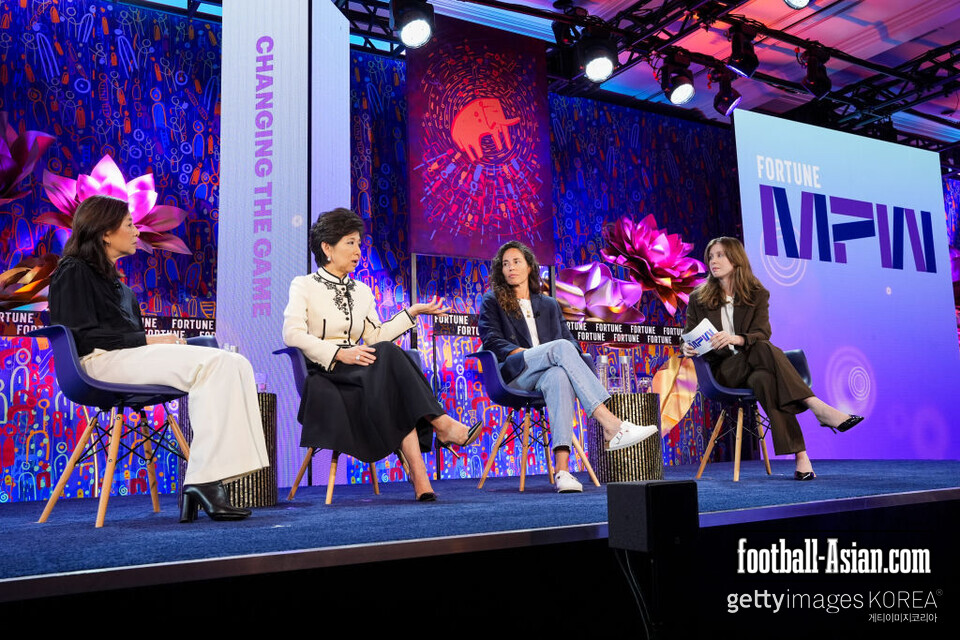 LAGUNA NIGUEL, CALIFORNIA - OCTOBER 15: Clara Wu Tsai, Michele Kang, Sue Bird and Emma Hinchliffe attend Fortune's Most Powerful Women Summit 2024 at Ritz Carlton on October 15, 2024 in Laguna Niguel, California. (Photo by Presley Ann/Getty Images for Fortune's Most Powerful Women Summit)