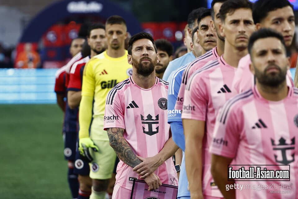 FOXBOROUGH, MASSACHUSETTS - JULY 9: Lionel Messi #10 of Inter Miami FC before their game against the New England Revolution at Gillette Stadium on July 9, 2025 in Foxborough, Massachusetts.(Photo By Winslow Townson/Getty Images)