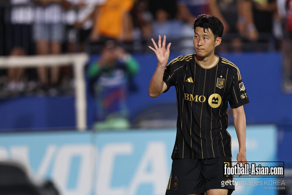 FRISCO, TEXAS - AUGUST 23: Son Heung-Min #7 of LAFC rects after after a draw in the MLS soccer game between FC Dallas and Los Angeles Football Club at Toyota Stadium on August 23, 2025 in Frisco, Texas. (Photo by Omar Vega/Getty Images)